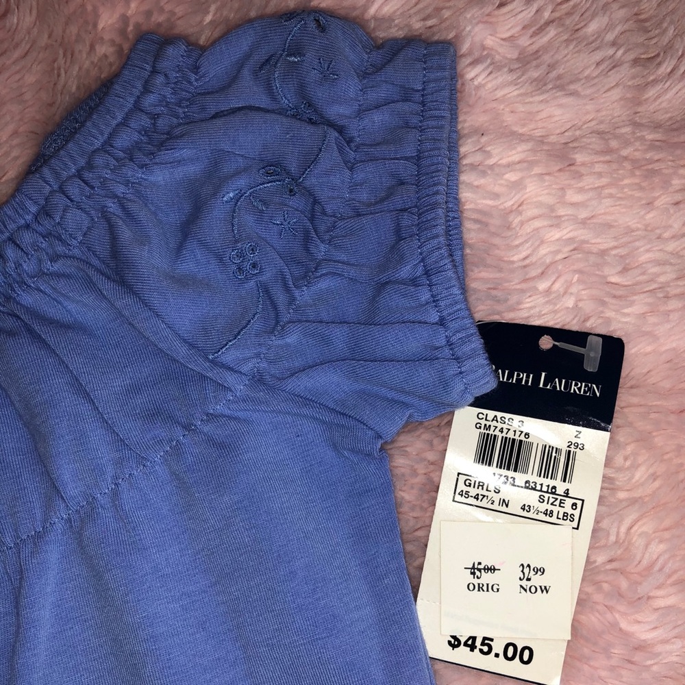 Ralph Lauren Girls Periwinkle Blue Shirt Top 6 NWT